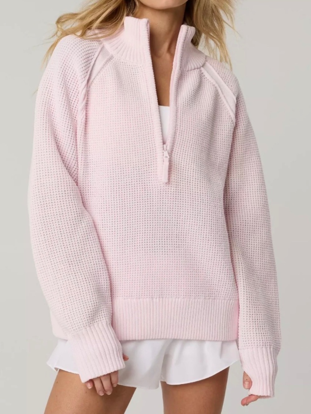 OFFLINE By Aerie Cool Down Quarter Zip Waffle Sweater